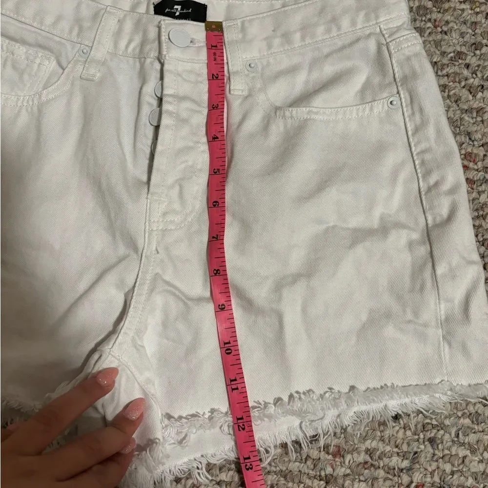 7 For All Mankind Monroe Revolve Cut Off Raw Hem Shorts Clean White- Size 25